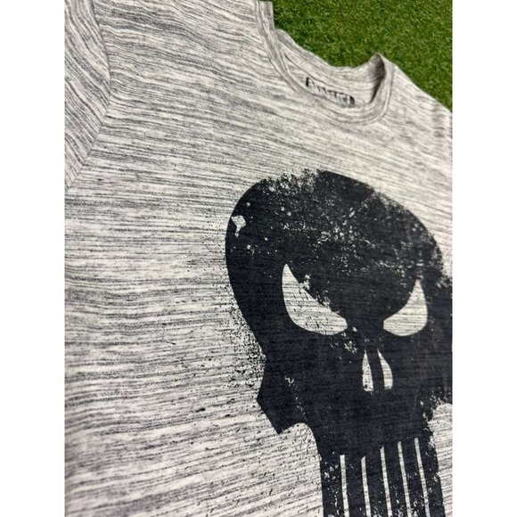 Marvel Punisher Bioworld Shirt Mens XL Heather Gray Cotton Skull Graphic Outdoor - Picture 4 of 6